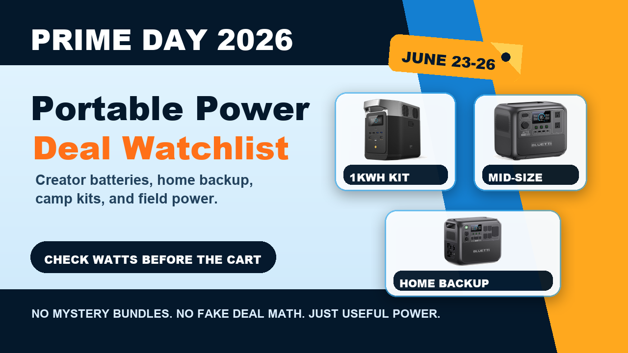 Prime Day 2026 portable power station deal watchlist for creator batteries home backup and field power