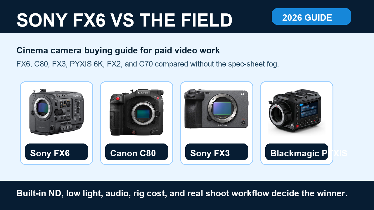 Sony FX6 compared with Canon C80 Sony FX3 Blackmagic PYXIS 6K and other cinema cameras