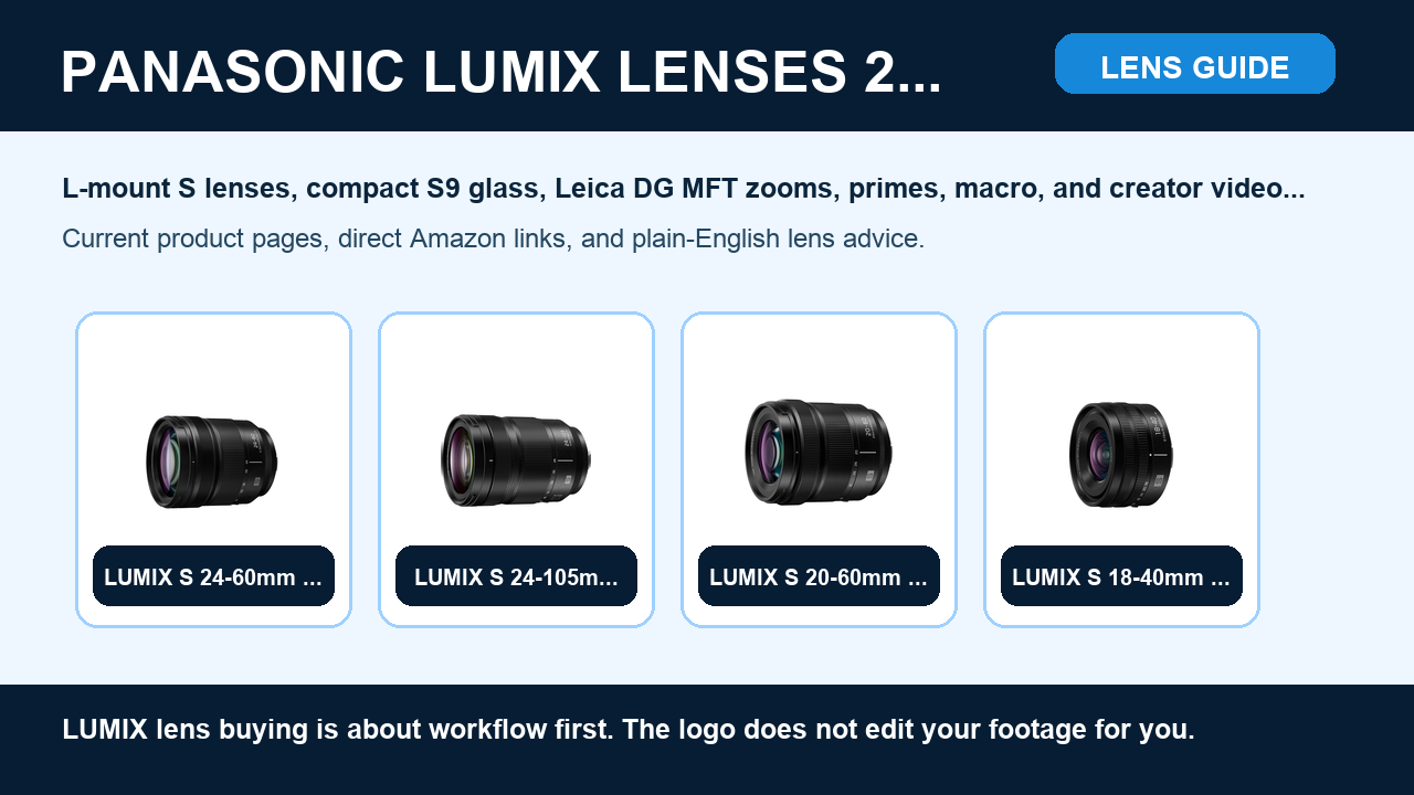 Best Panasonic LUMIX Lenses in 2026: Ultimate S Series and Micro Four Thirds Buying Guide hero graphic with product images