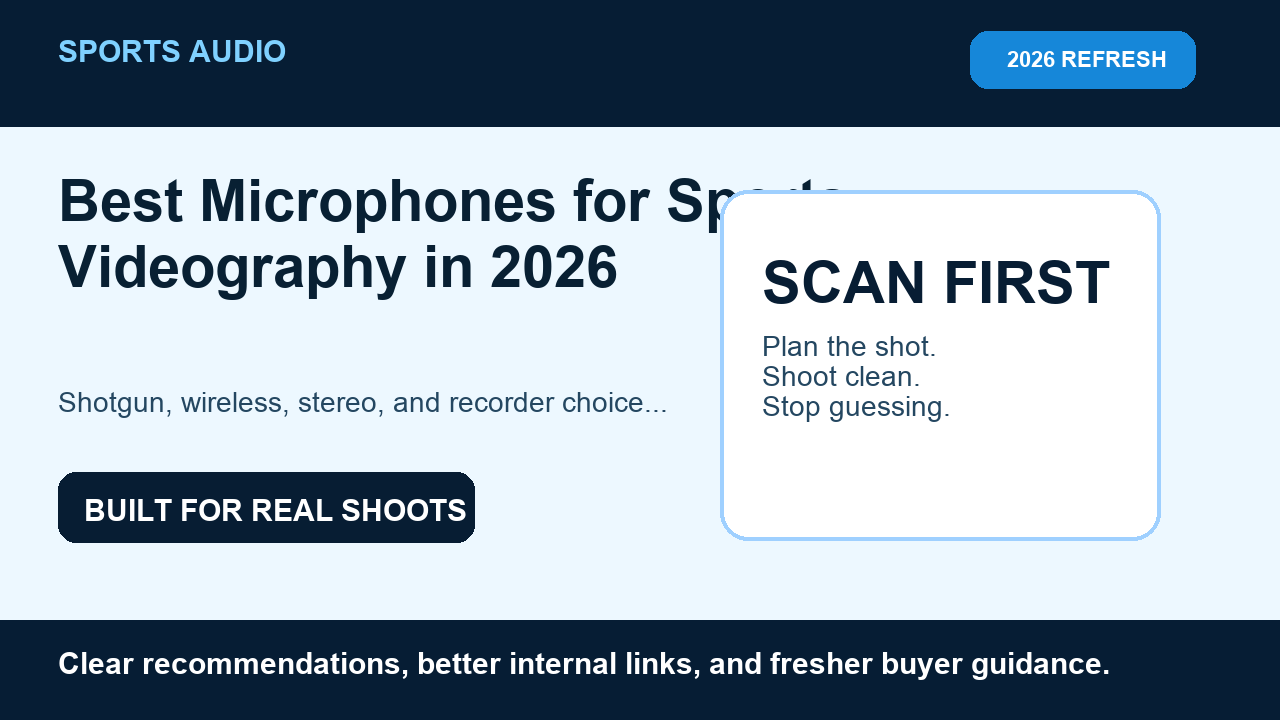 Shotgun, wireless, stereo, and recorder choices for noisy real-world sports coverage.