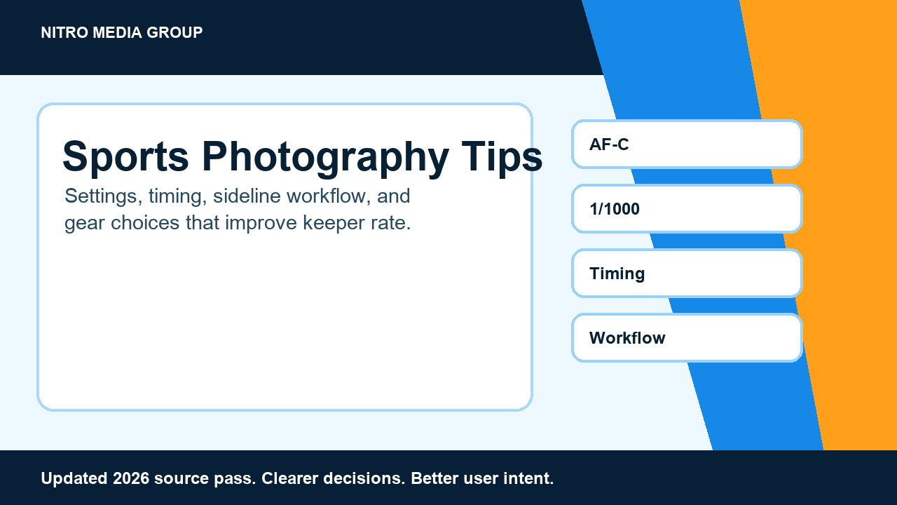 Sports Photography Tips: Settings, timing, sideline workflow, and gear choices that improve keeper rate.