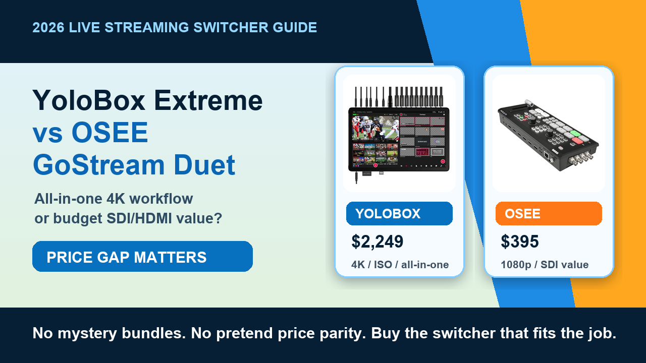 YoloBox Extreme vs OSEE GoStream Duet 2026 live streaming switcher buyer guide