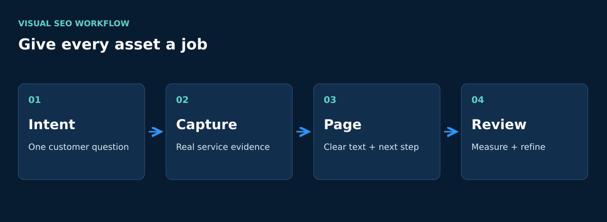 Four-step workflow: intent, capture, page, then review.